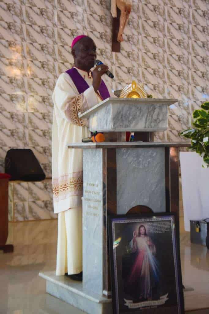 Bishop Augustine Ukwuoma at the Month's Mind Mass of Msgr. Obiajunwa