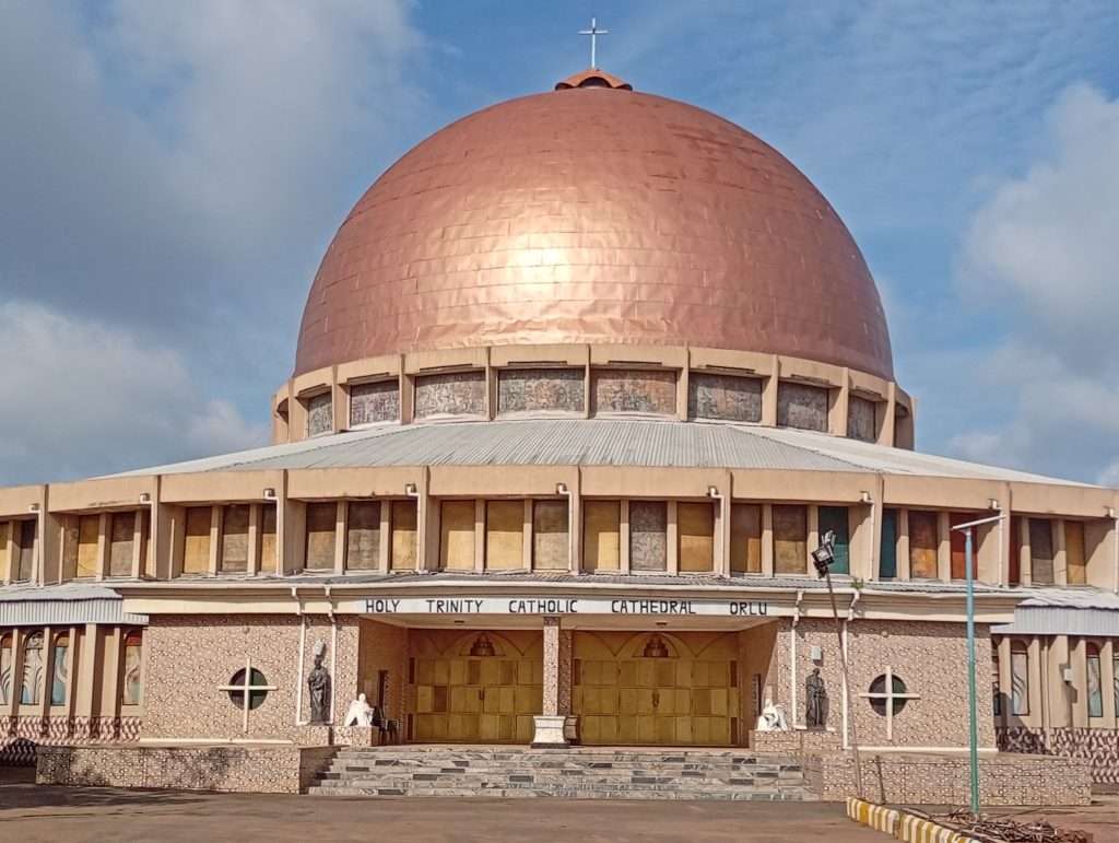Exterior view of Holy Trinity Cathedral in Orlu, Nigeria.