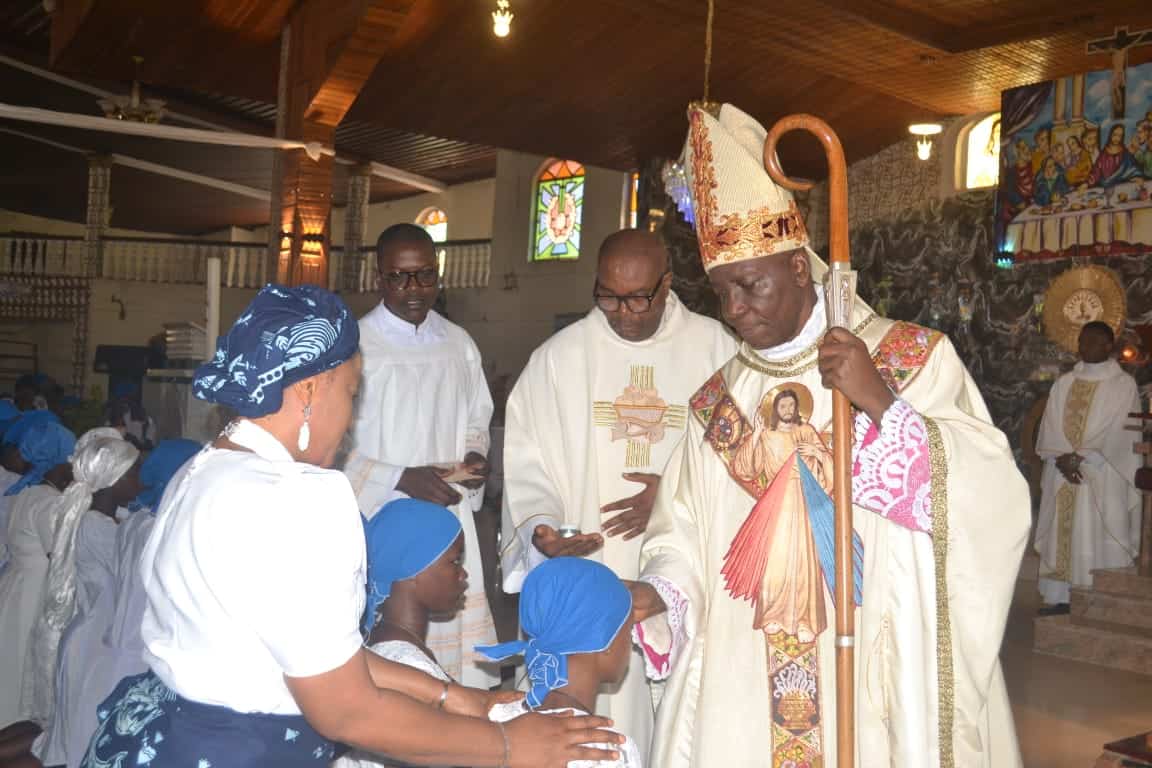 Bishop Augustine Ukwuoma celebrating Confirmation at St. Theresa's Parish, Mbato